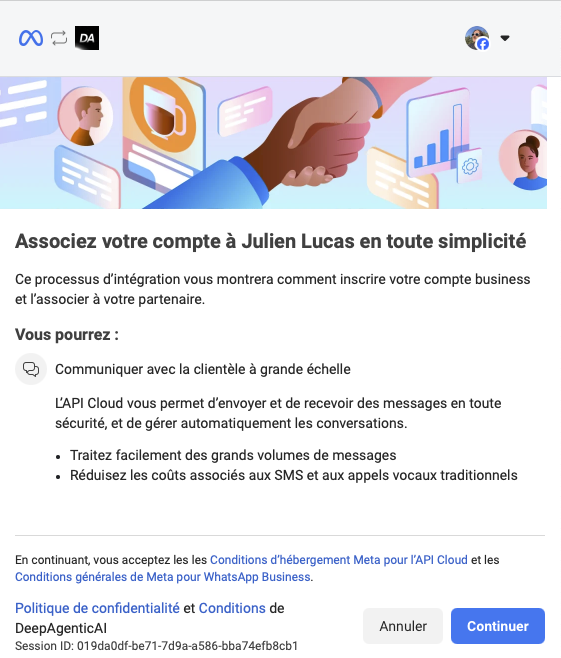 Authentification Meta OAuth pour WhatsApp Business
